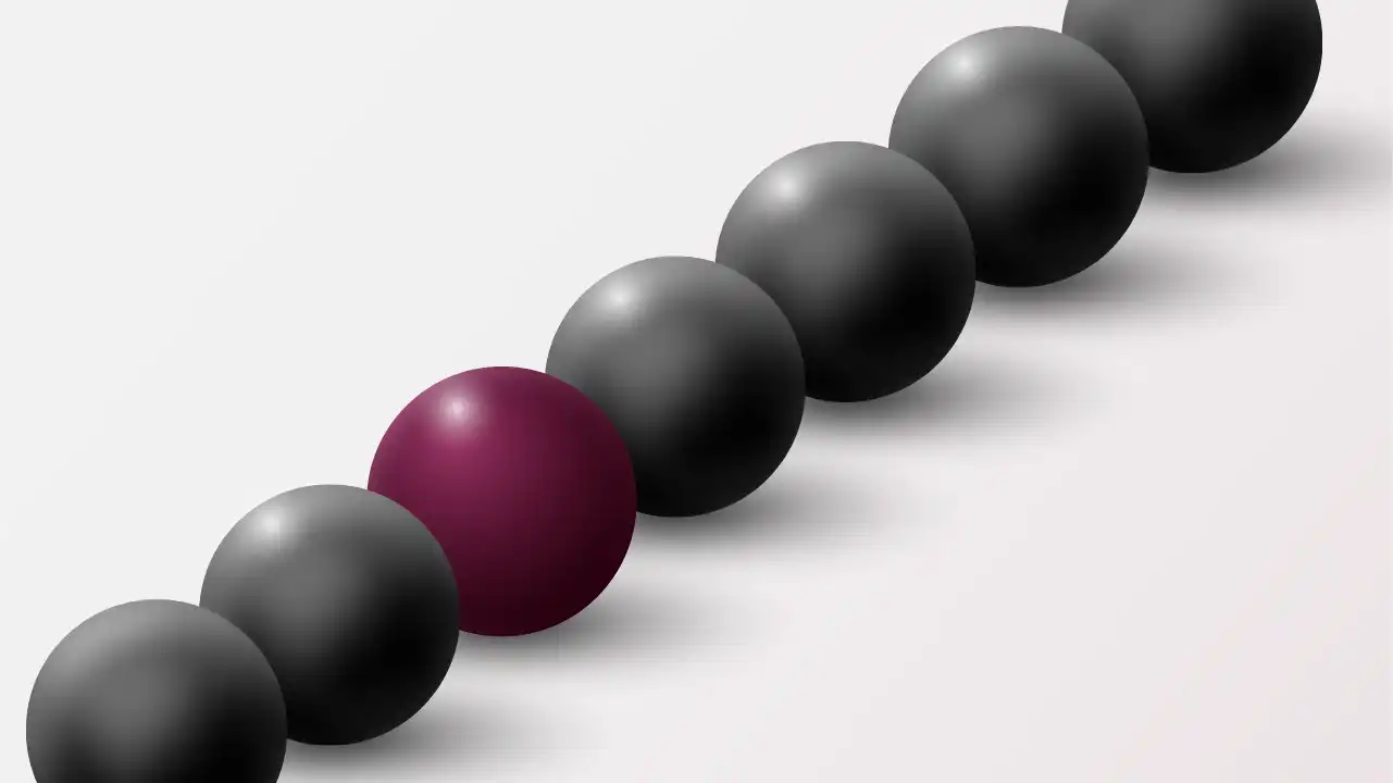 Row of balls, one is different